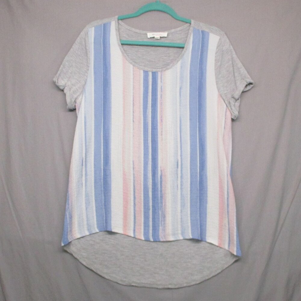 Two By Vince Camuto Water Color Stripe Tunic Top Multi-Color/Gray Women Size | L
